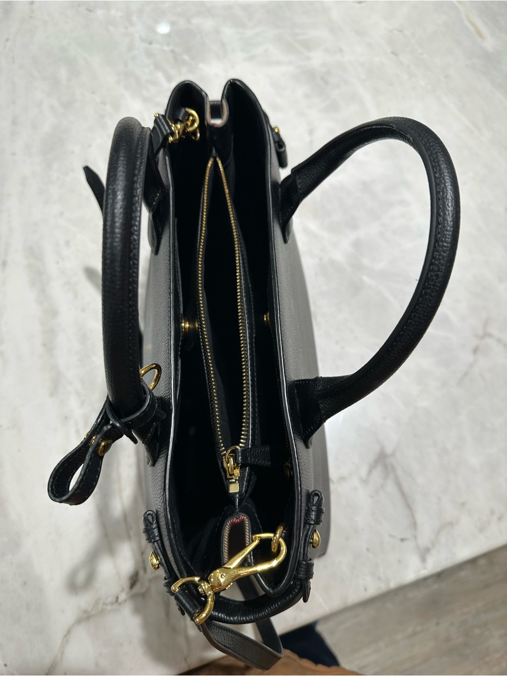 Burberry Black Leather Satchel with Gold Hardware - Picture 8 of 16